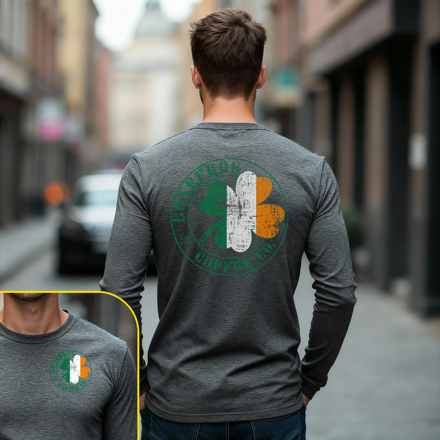 Bonefrog® Coffee Irish Pub Flag Logo Long Sleeve