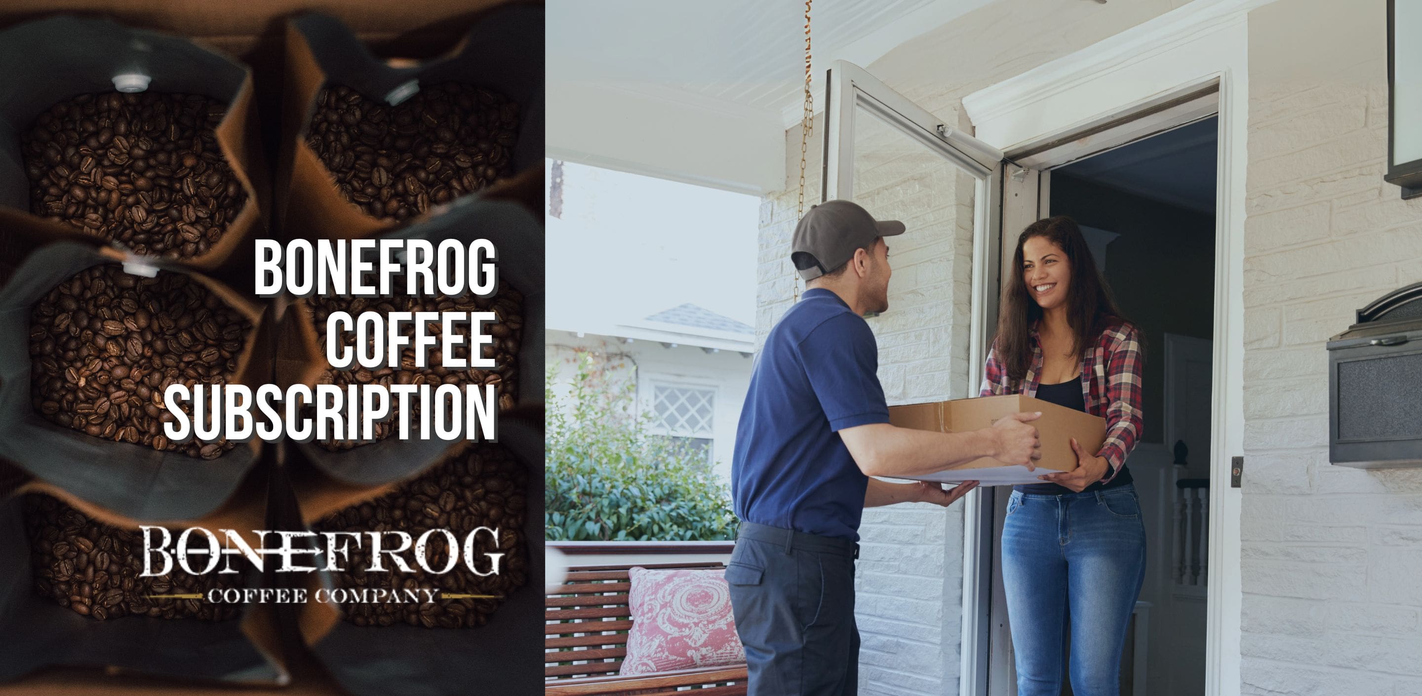 coffee bean subscription delivered to a woman’s doorstep