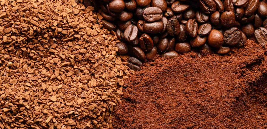 3 different textures of ground coffee