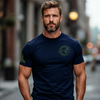 Navy Blue with Green