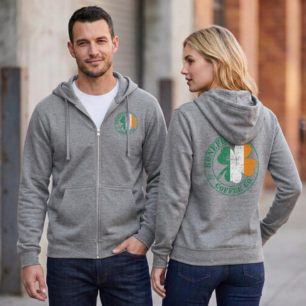 BoneFrog Pub Flag Logo Full-Zip Hoodie, Athletic Grey