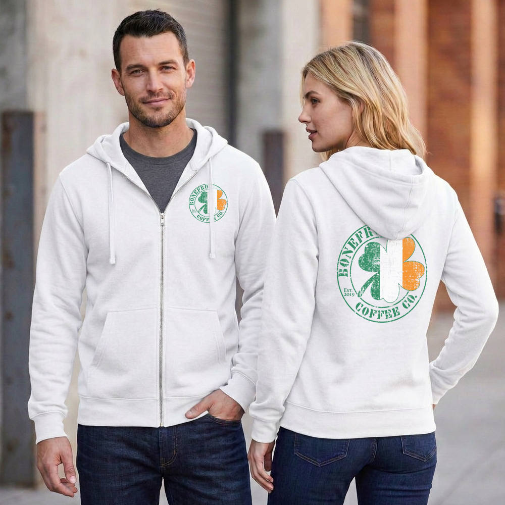 BoneFrog Pub Flag Logo Full-Zip Hoodie, White