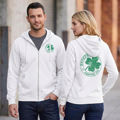 BoneFrog Pub Green Logo Full-Zip Hoodie, White