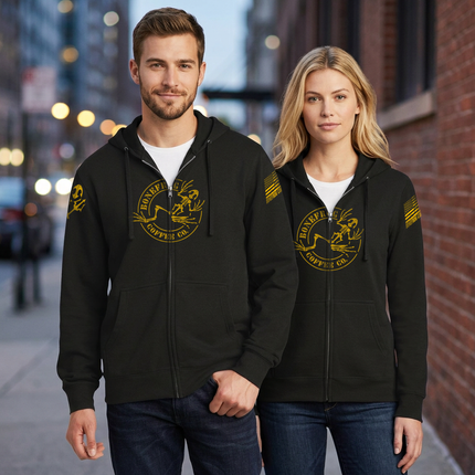 BoneFrog Legacy Full-Zip Hoodie, Black with gold logo