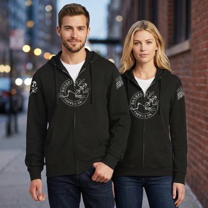 BoneFrog Legacy Full-Zip Hoodie, Black with white logo