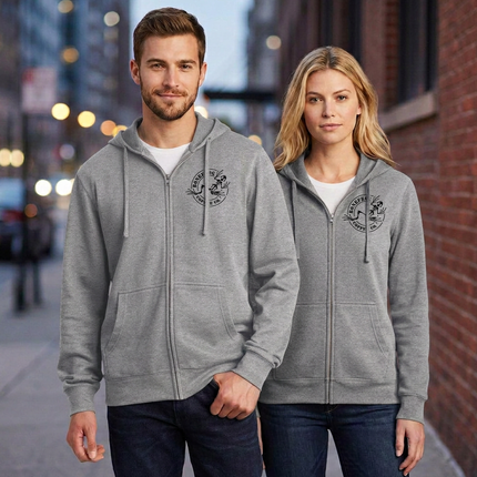 BoneFrog Operator Full-Zip Hoodie, Athletic Grey with black logo