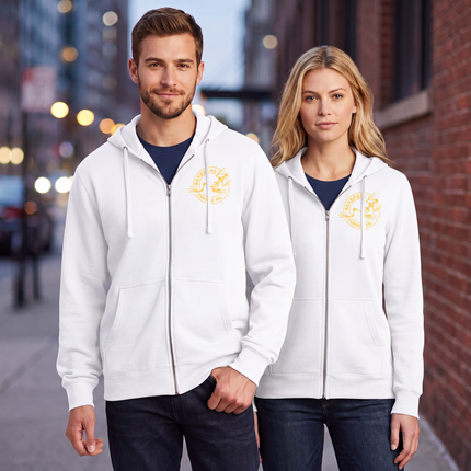 BoneFrog Operator Full-Zip Hoodie, White with gold logo
