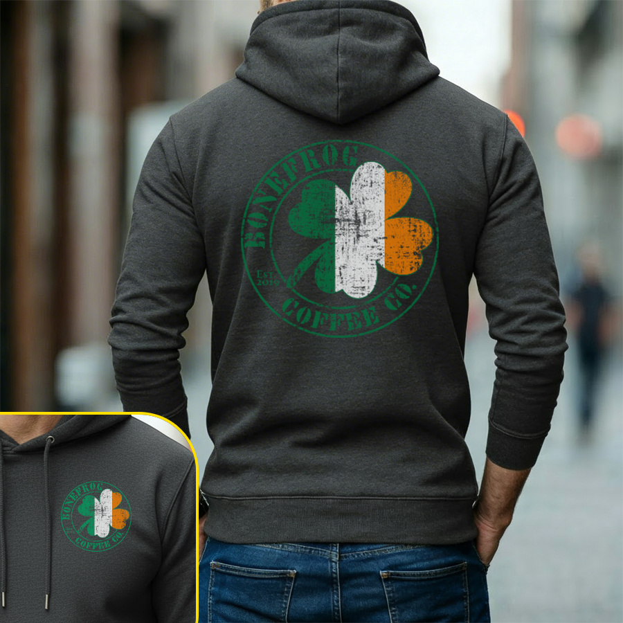BoneFrog® Coffee Irish Pub Flag Logo Hoodie