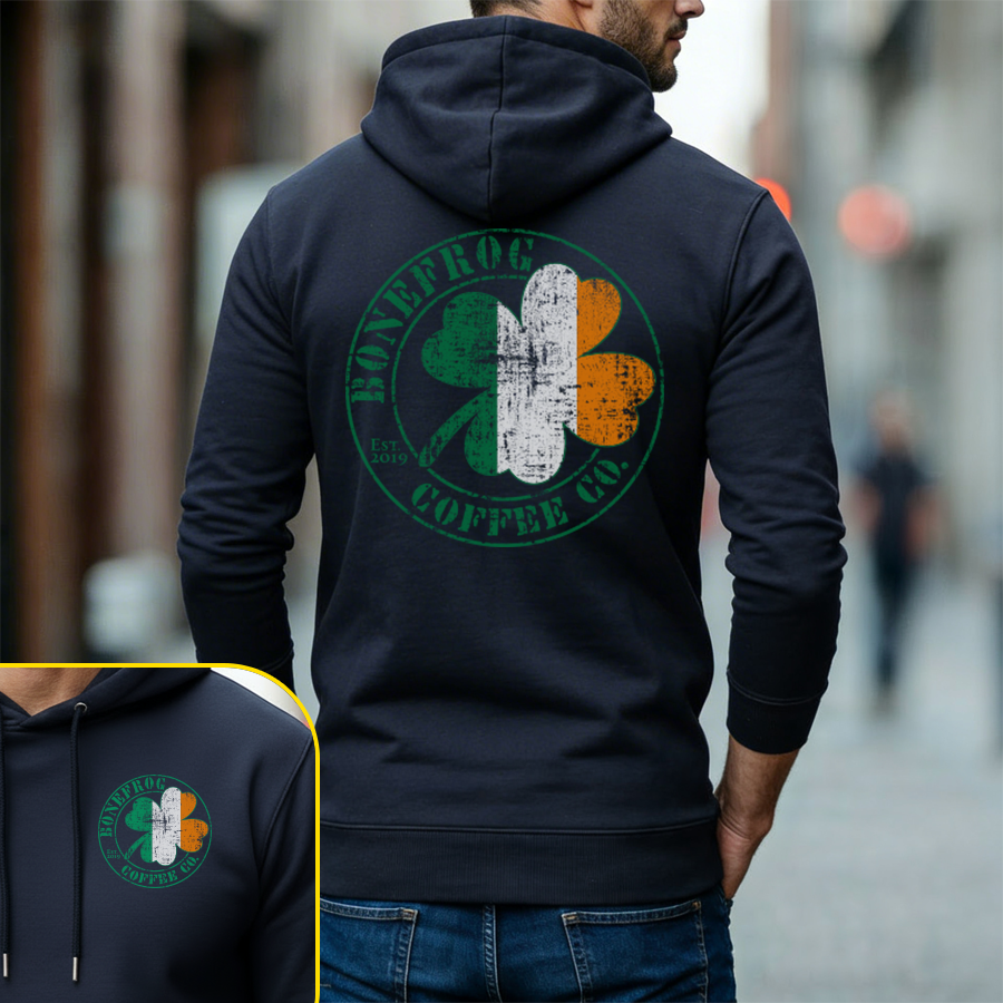 BoneFrog® Coffee Irish Pub Flag Logo Hoodie