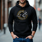 Large / Black with white / gold logo