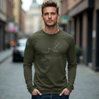 Medium / Heather Olive with battleship