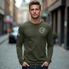 M / Heather Olive Green with White