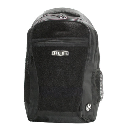 HEDi-PACK VOYAGER (Black) - Hook & Loop Backpack front view with bottle pocket